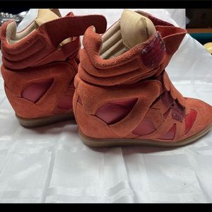 Womens Isabel Marant Burt Wedge Heel Sneakers Leather Suede Hi Top 37 / US 7